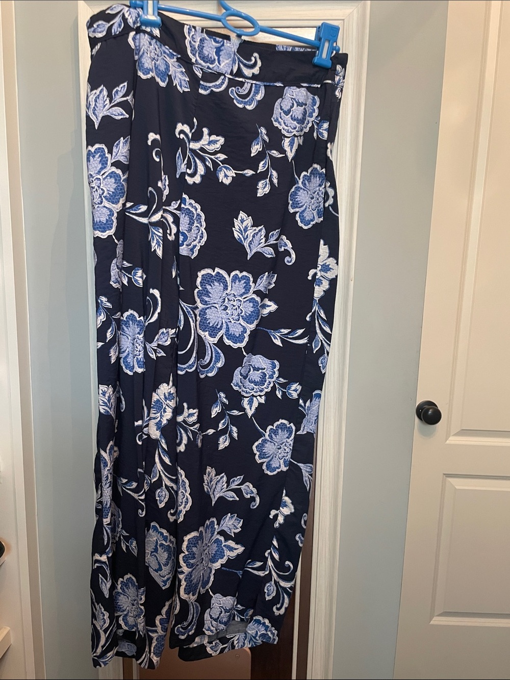 Navy Blue Floral Maxi Skirt